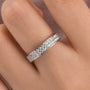 Half 1.0 Ct Round Cut Moissanite Wide Wedding Band In Sterling Silver - louilyjewelry