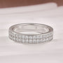 Half 1.0 Ct Round Cut Moissanite Wide Wedding Band In Sterling Silver - louilyjewelry