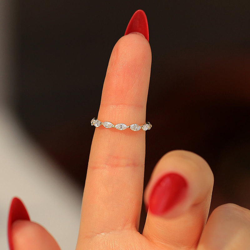 Louily Elegant Marquise Cut Diamond Women's Wedding Band In Sterling Silver - louilyjewelry