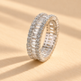 Louily Stunning Emerald Cut Women's Wedding Band In Sterling Silver