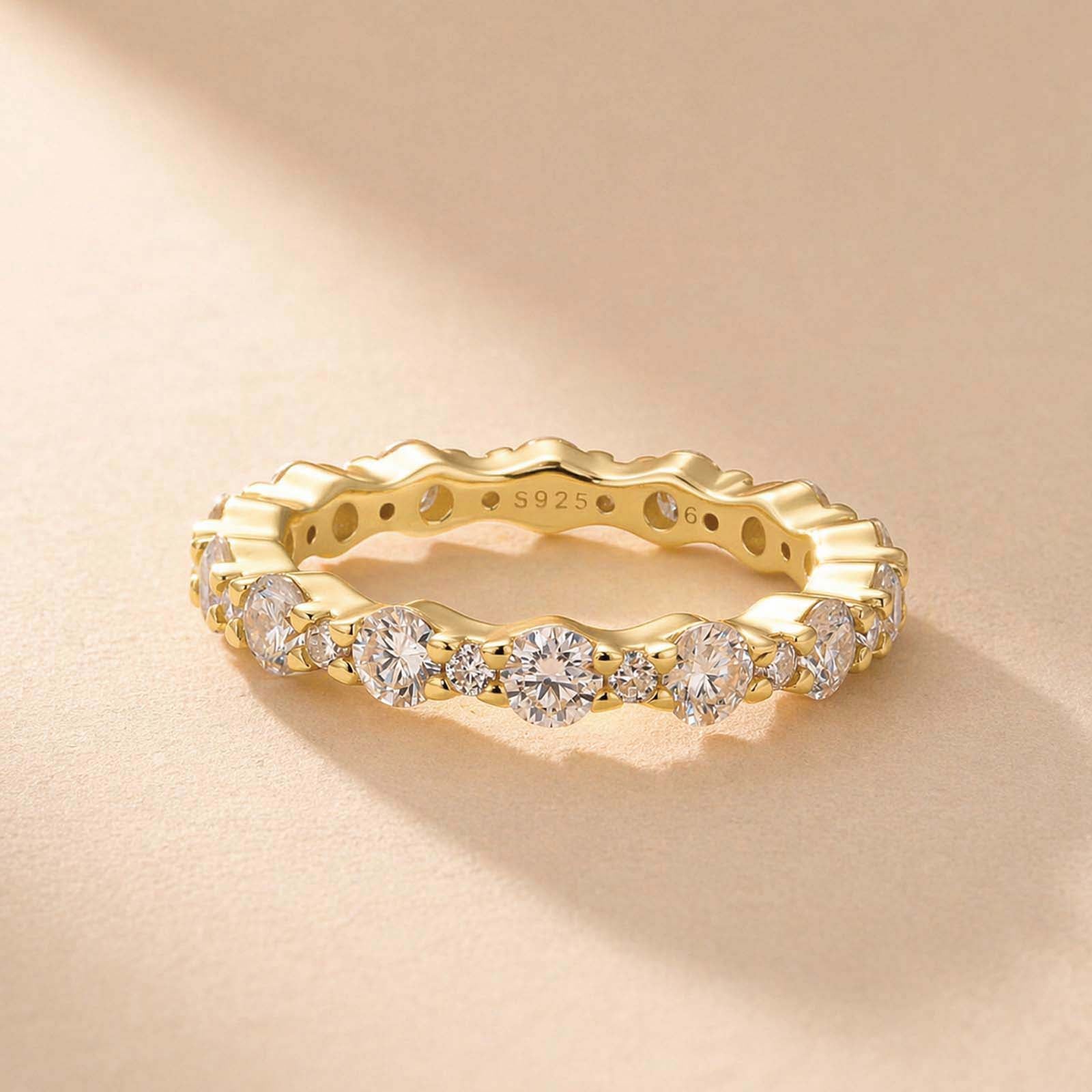 S925 Moissanite Round Cut Full Eternity Band Women's Wedding Band In Sterling Silver