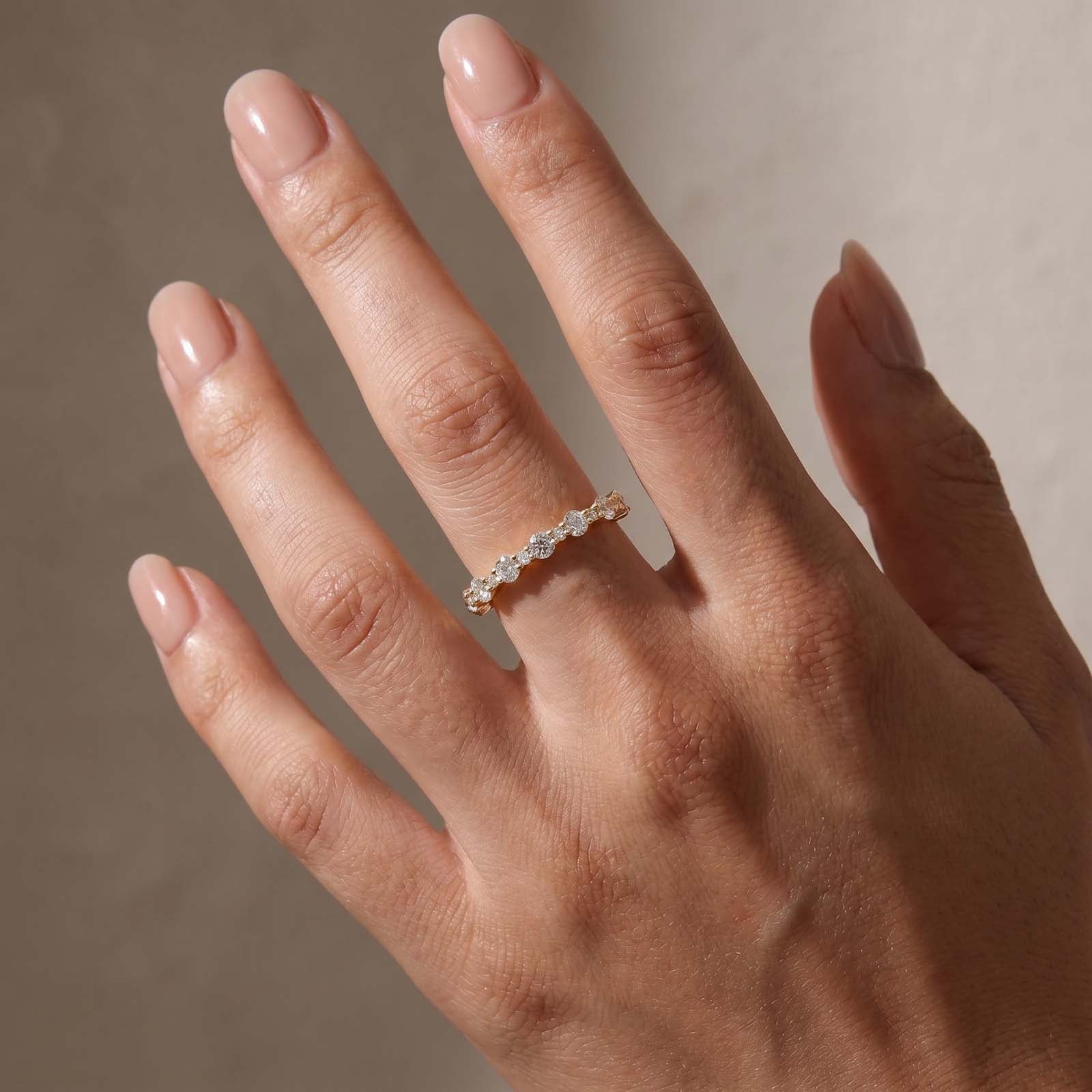 S925 Moissanite Round Cut Full Eternity Band Women's Wedding Band In Sterling Silver