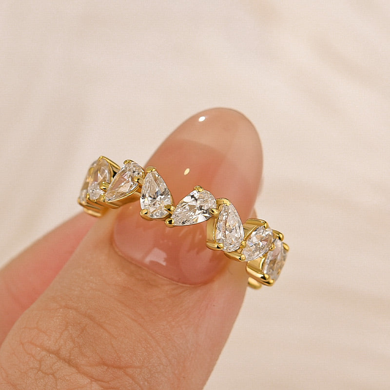 Louily Unique Full Pear Cut Women's Wedding Band