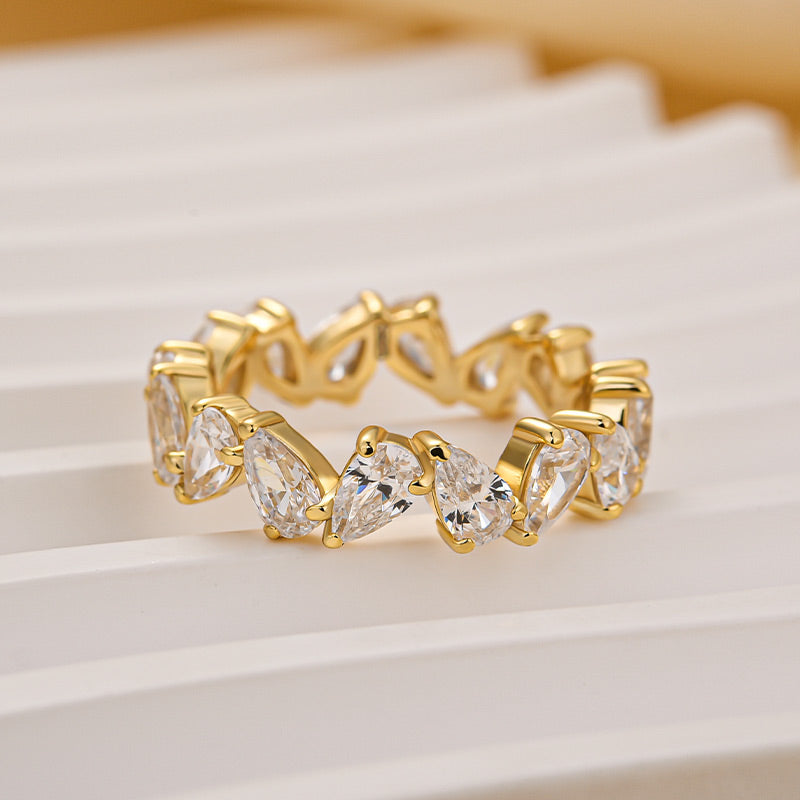 Louily Unique Full Pear Cut Women's Wedding Band