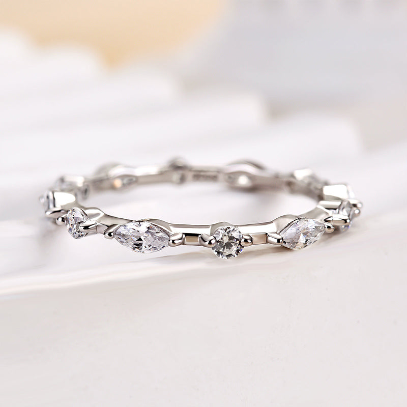 Louily Fashion Marquise & Round Cut Wedding Band - louilyjewelry