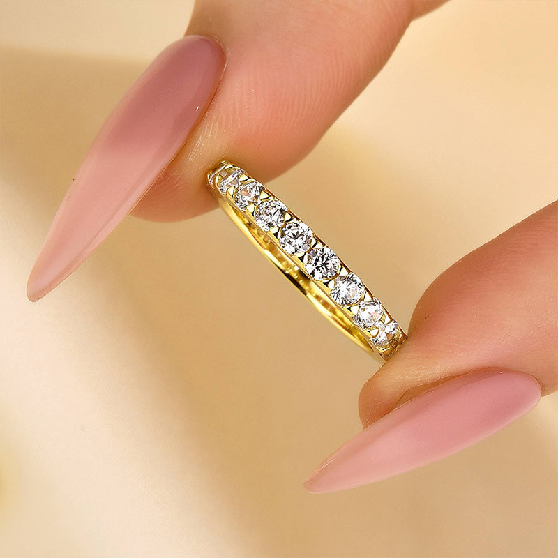 Louily Exquisite Half Round Cut Women's Wedding Band - louilyjewelry