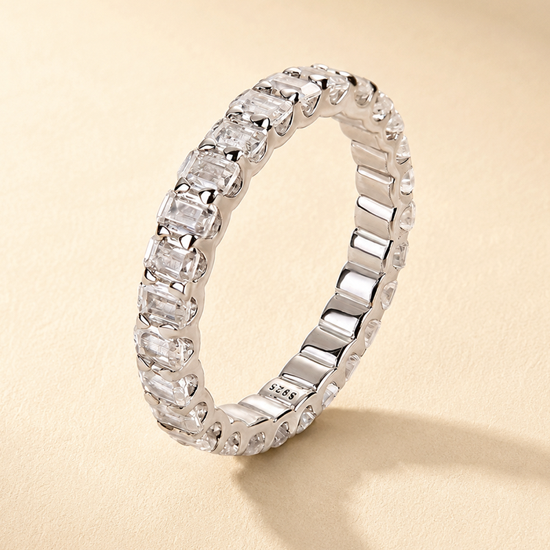 Louily Classic Emerald Cut Women's Wedding Band for Gifts