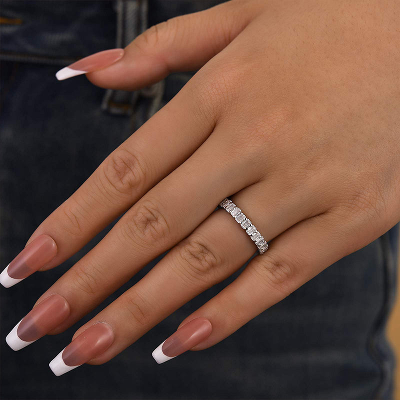 Louily Unique Emerald Cut Women's Wedding Band - louilyjewelry