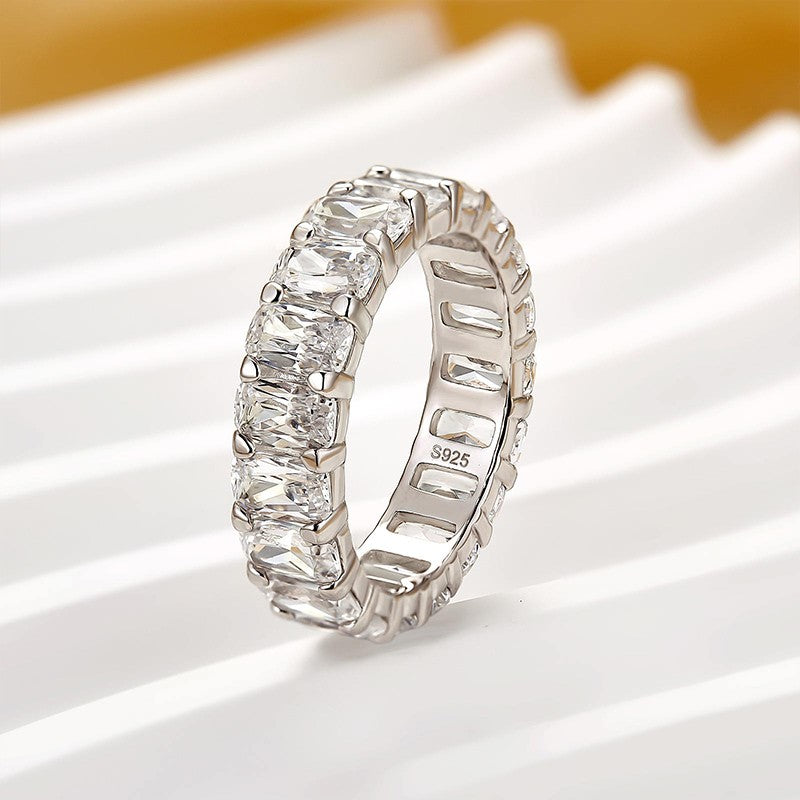 7.5Ct Cushion Cut Eternity Wedding Band In Sterling Silver - louilyjewelry