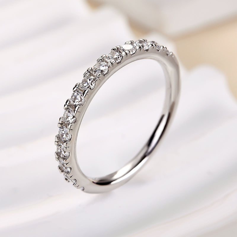 Louily Round Cut Half Eternity Women's Wedding Band - louilyjewelry