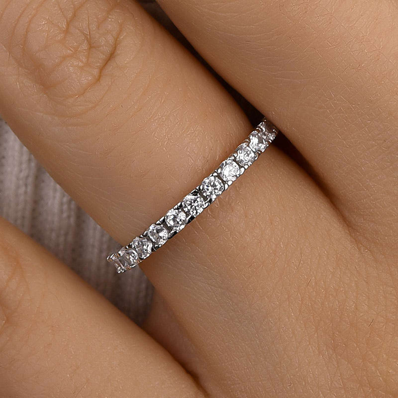 Louily Round Cut Half Eternity Women's Wedding Band - louilyjewelry
