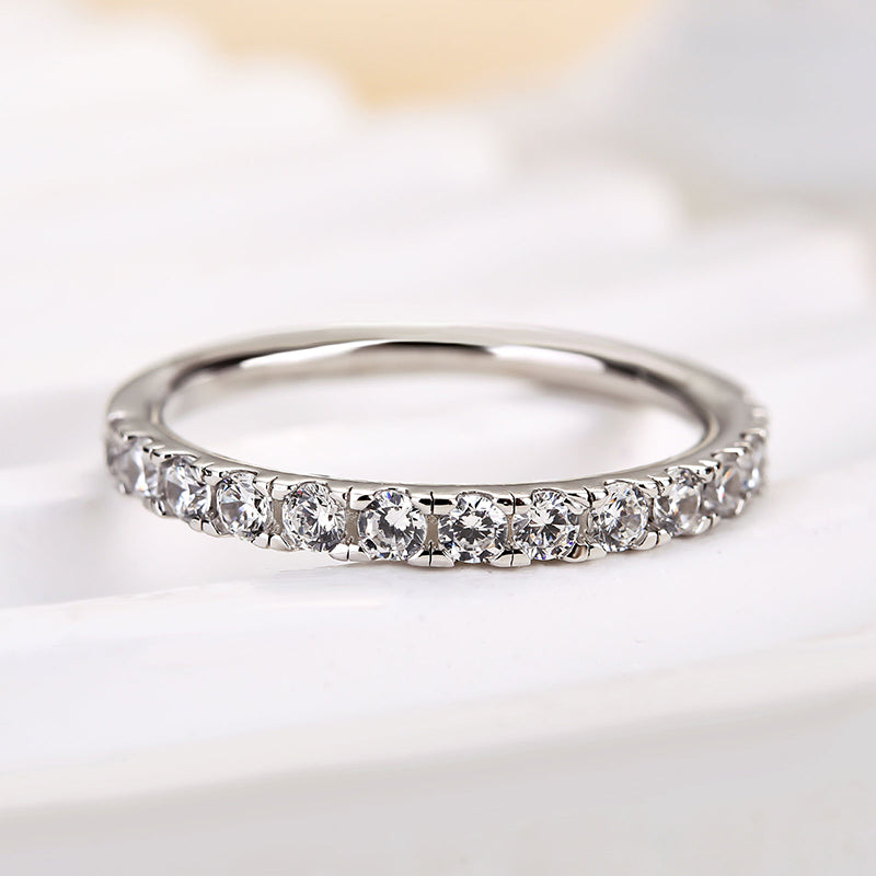 Louily Round Cut Half Eternity Women's Wedding Band - louilyjewelry