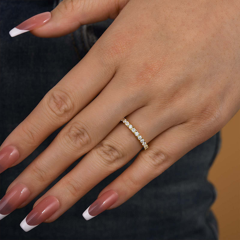 Louily Round Cut Half Eternity Women's Wedding Band - louilyjewelry