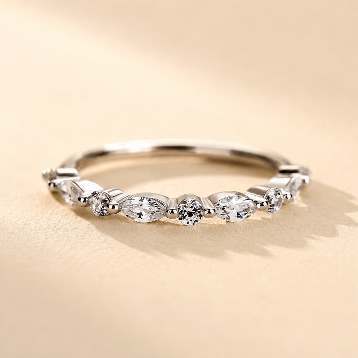 S925 1.0 Ct Elegant Marquise Cut Wedding Band Stackable Ring For Everyday Wear