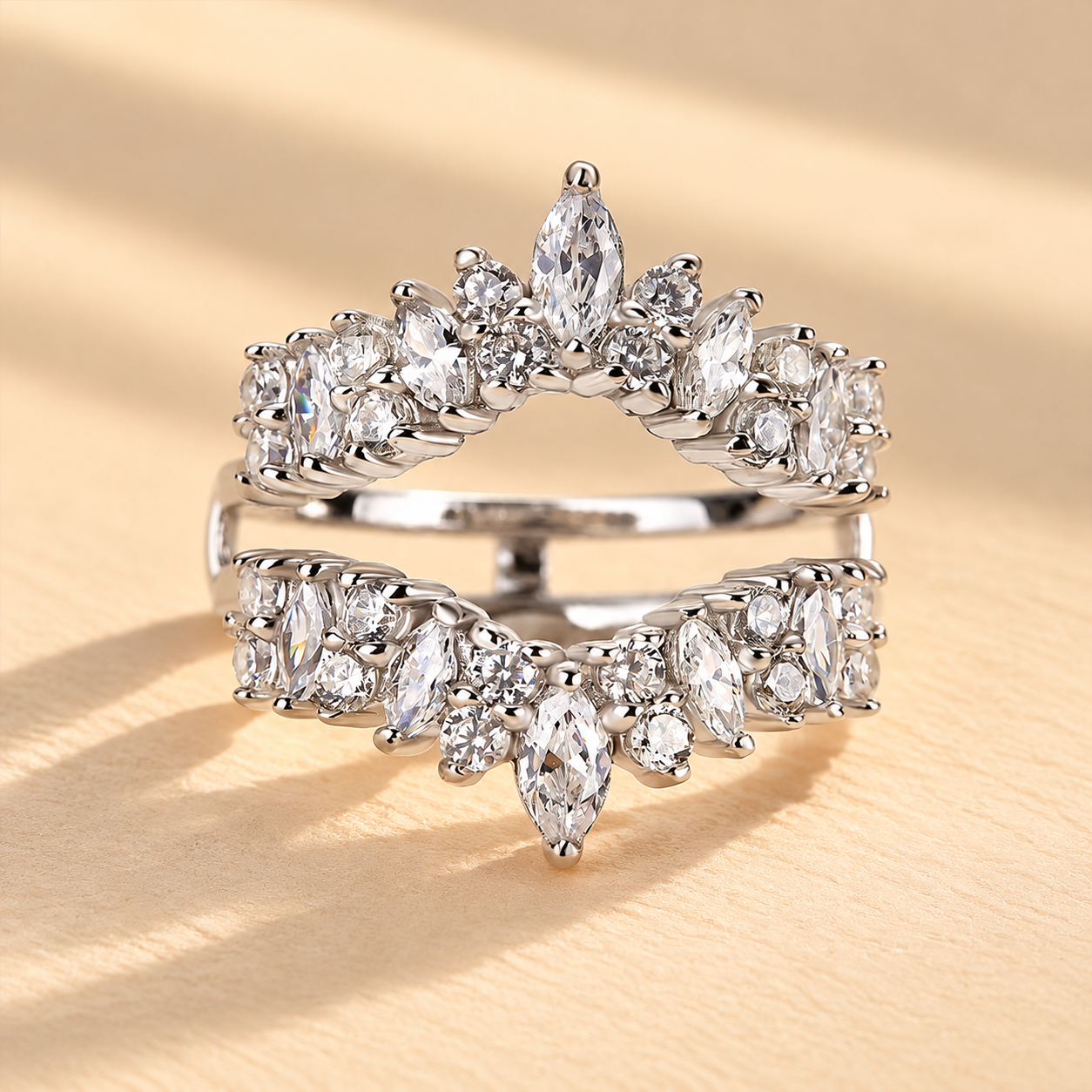 S925 Unique Jacket Wedding Band For Women Stackable Enhancer Inset Band