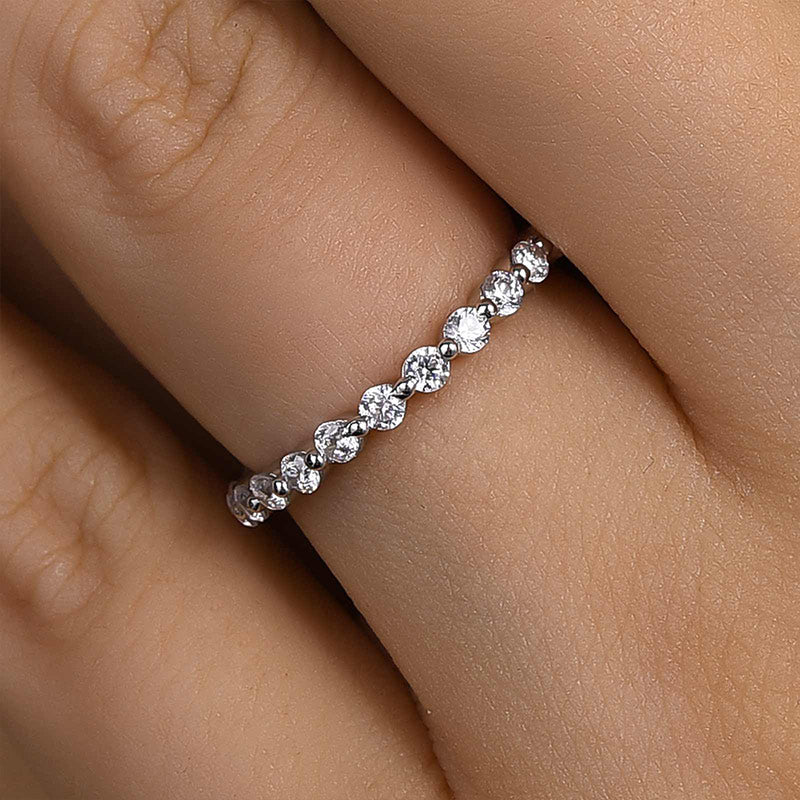 Louily Classic Full Round Cut Wedding Band - louilyjewelry