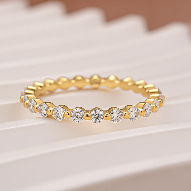 Moissanite 1.2 Ct Round Cut Yellow Gold Anniversary Ring