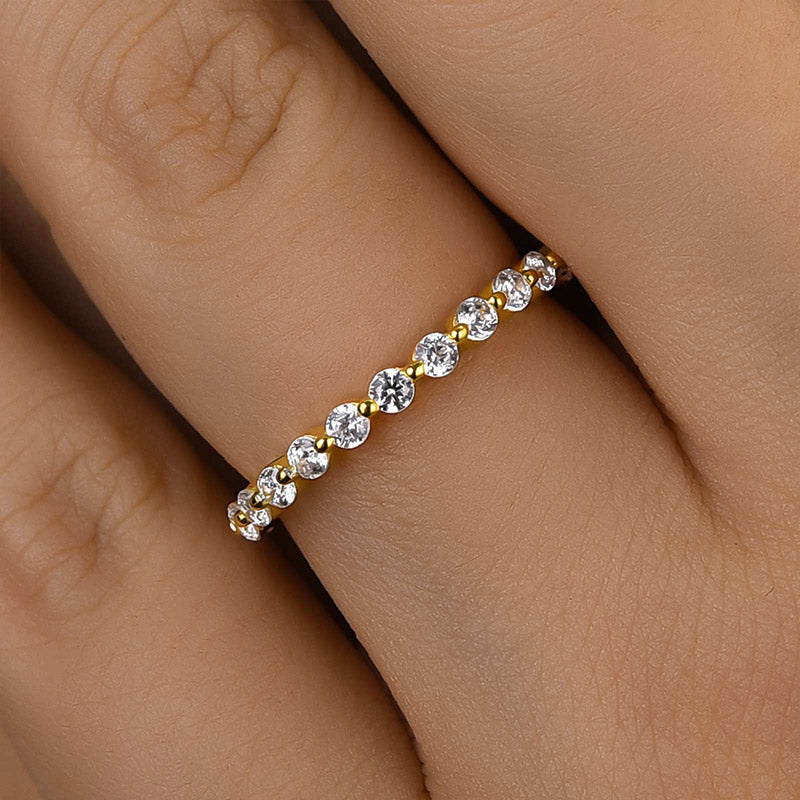 Louily Classic Full Round Cut Wedding Band - louilyjewelry