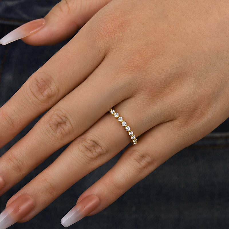 Louily Classic Full Round Cut Wedding Band - louilyjewelry