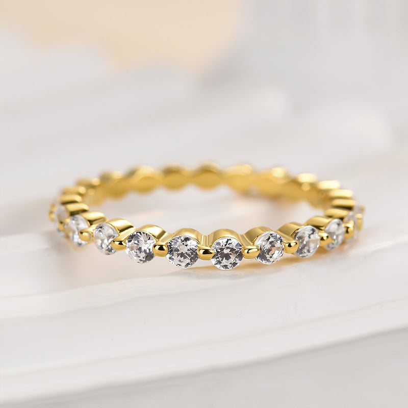 Louily Classic Full Round Cut Wedding Band - louilyjewelry