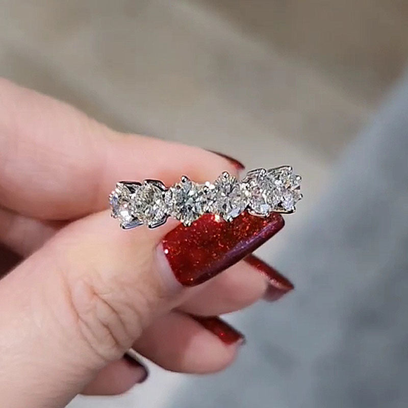 Louily Unique Half Round Cut Women's Wedding Band - louilyjewelry