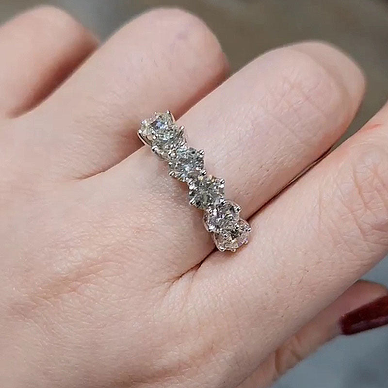 Louily Unique Half Round Cut Women's Wedding Band - louilyjewelry