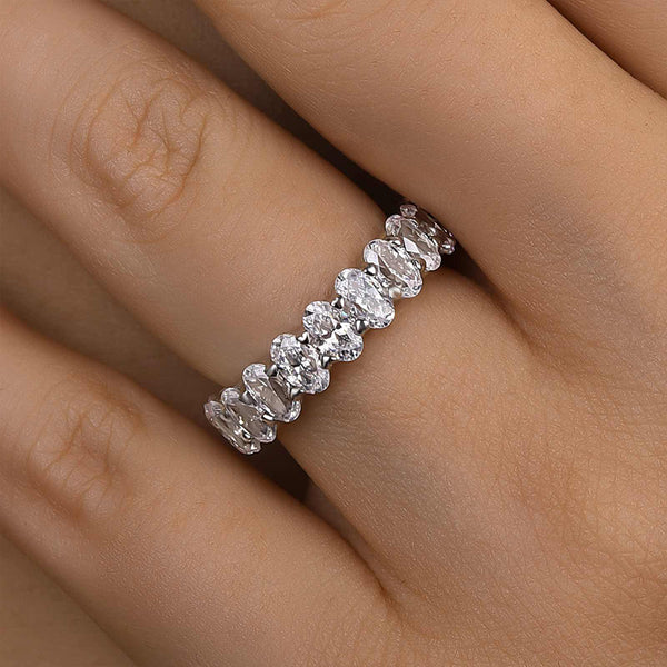 Louily Full Oval Cut Simulated Diamond Wedding Band