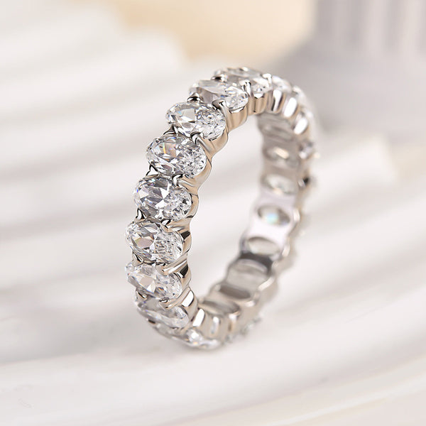 Louily Full Oval Cut Simulated Diamond Wedding Band