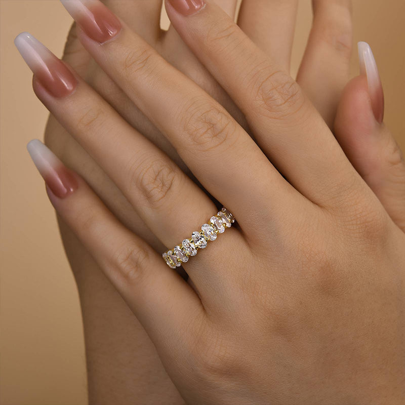 Louily Full Oval Cut Simulated Diamond Wedding Band - louilyjewelry