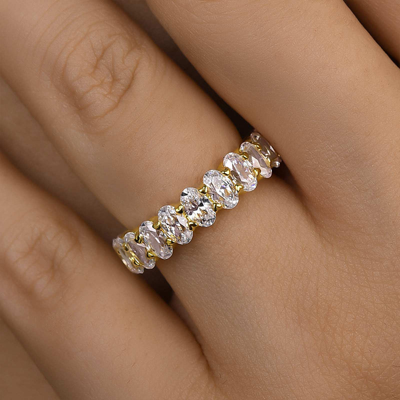 Louily Full Oval Cut Simulated Diamond Wedding Band - louilyjewelry