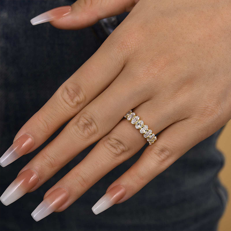 Louily Full Oval Cut Simulated Diamond Wedding Band - louilyjewelry