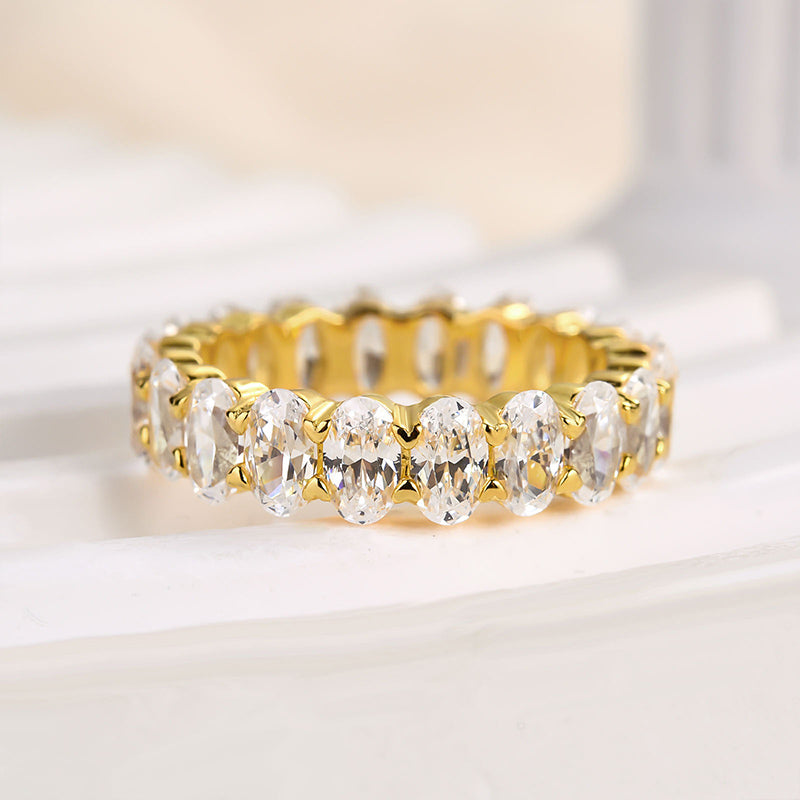 Louily Full Oval Cut Simulated Diamond Wedding Band - louilyjewelry