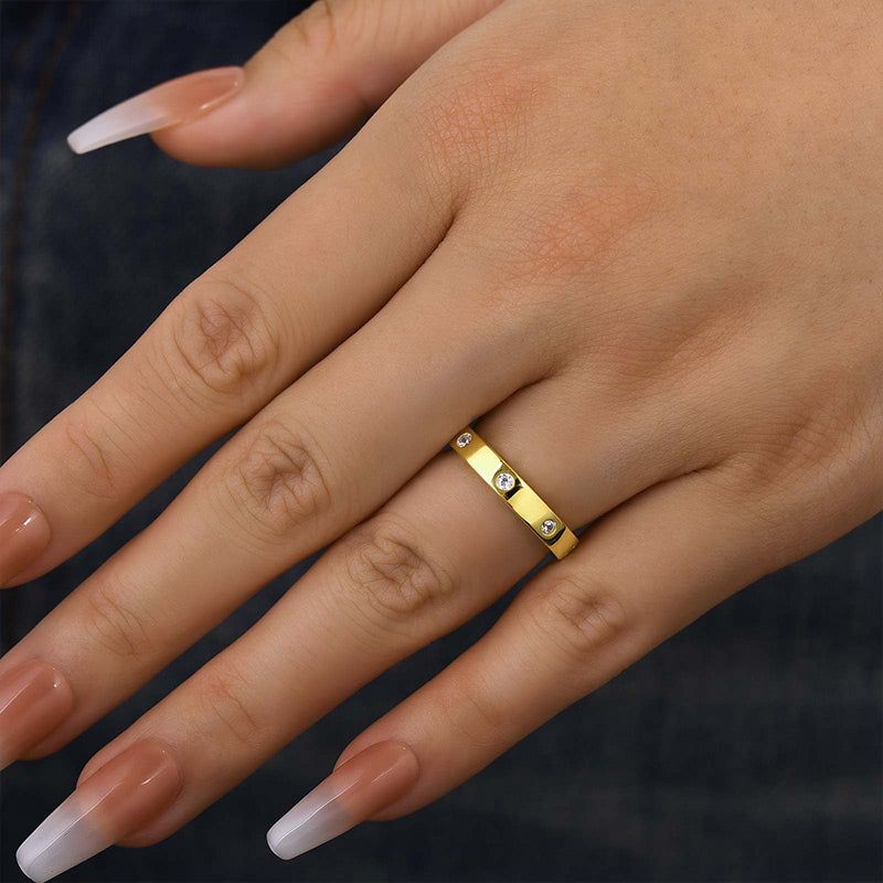 Louily Vintage Round Cut Wide Wedding Band - louilyjewelry