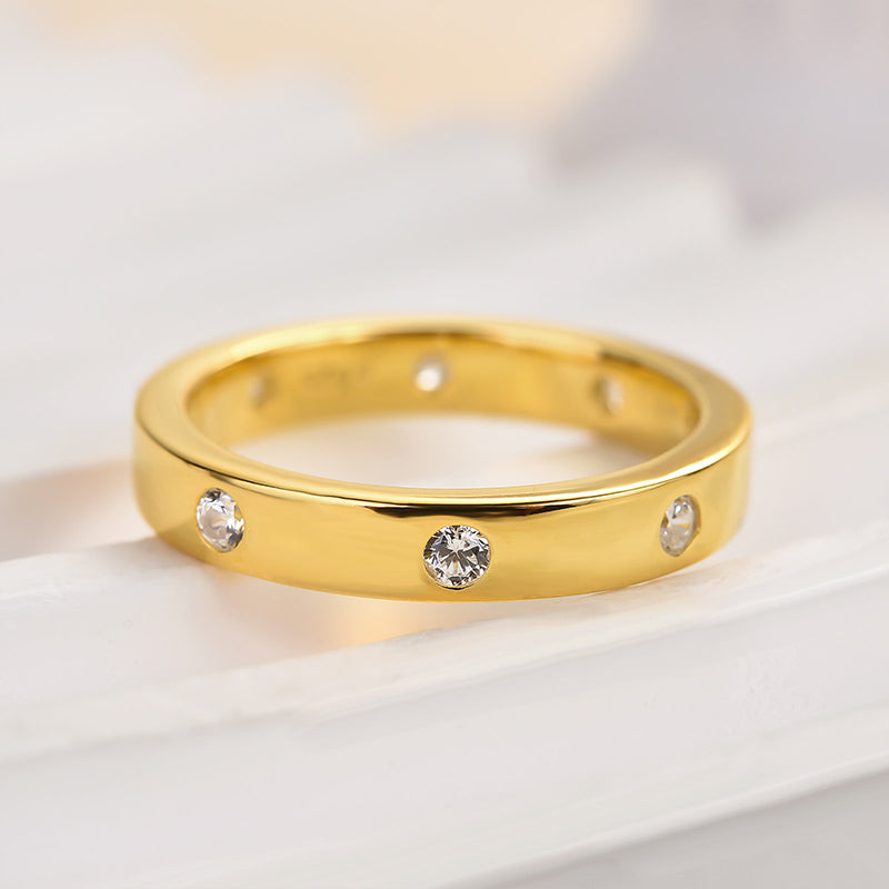 Louily Vintage Round Cut Wide Wedding Band - louilyjewelry