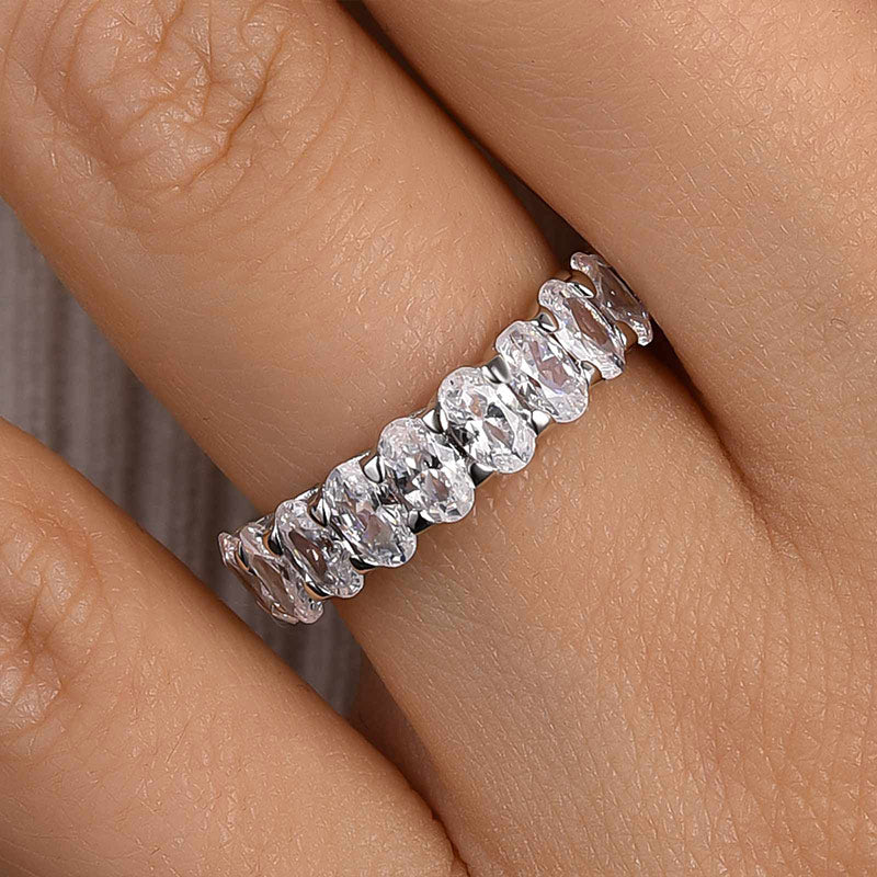 Louily Half Oval Cut Simulated Diamond Wedding Band - louilyjewelry