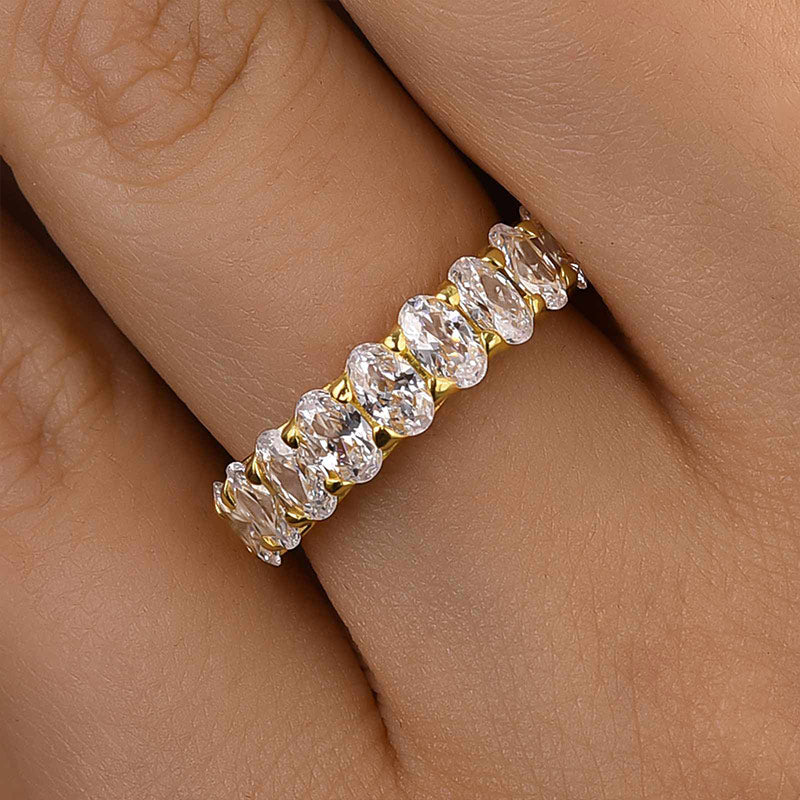 Louily Half Oval Cut Simulated Diamond Wedding Band - louilyjewelry