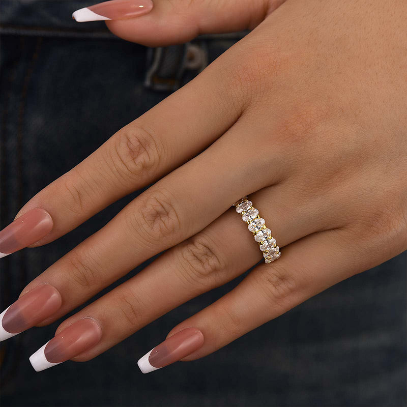 Louily Half Oval Cut Simulated Diamond Wedding Band - louilyjewelry