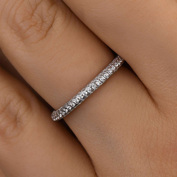 Louily Unique Three Sided Stone Women's Wedding Band