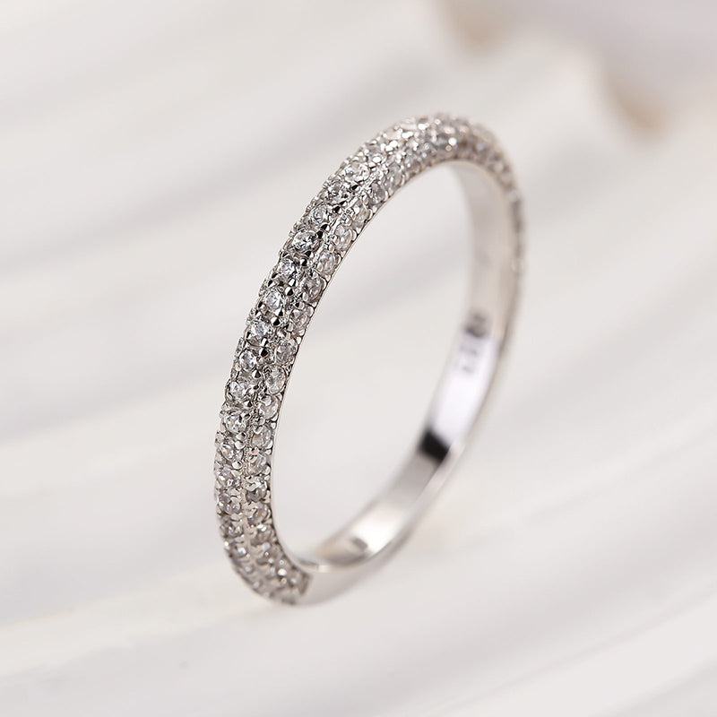 Louily Unique Three Sided Stone Women's Wedding Band - louilyjewelry