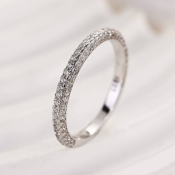 Louily Unique Three Sided Stone Women's Wedding Band