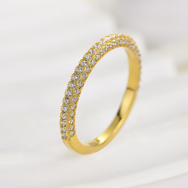 Louily Unique Three Sided Stone Women's Wedding Band