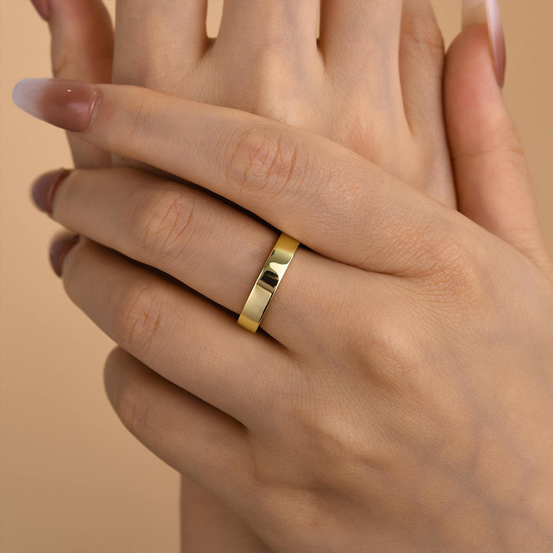 Louily Classic Yellow Gold Wide Wedding Band - louilyjewelry