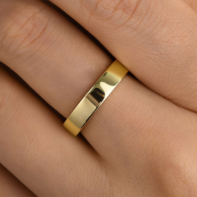 Louily Classic Yellow Gold Wide Wedding Band - louilyjewelry