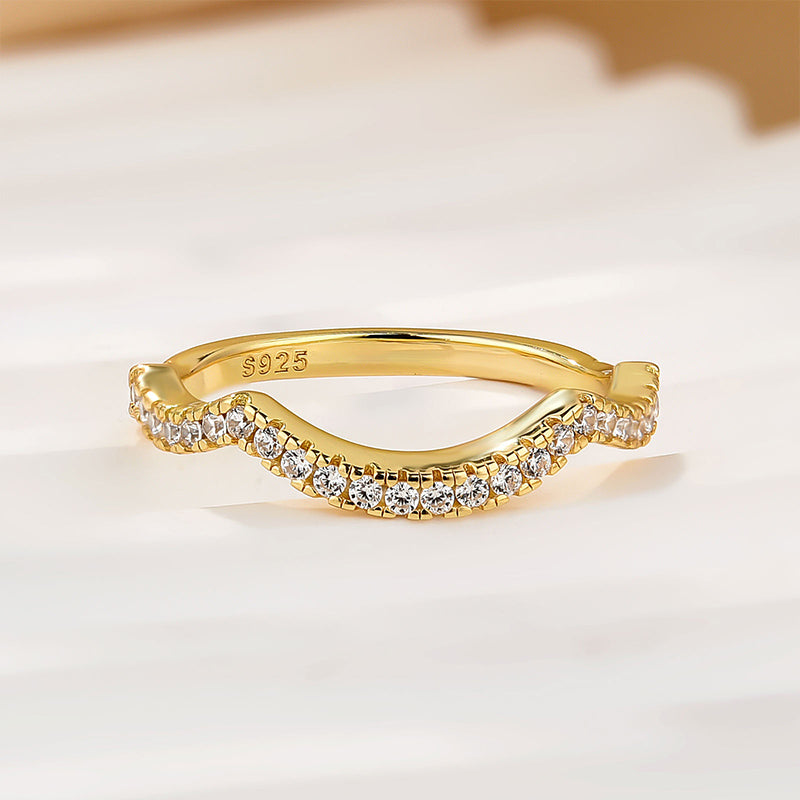 Louily Unique Curved Design Half Eternity Wedding Band For Women - louilyjewelry
