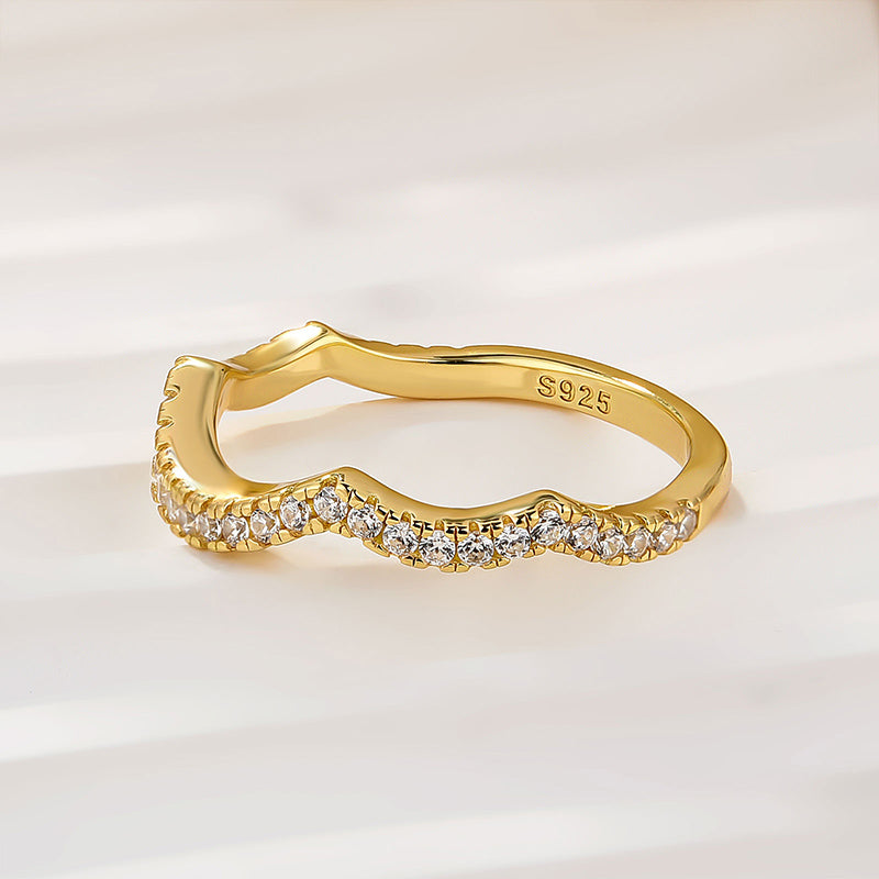 Louily Unique Curved Design Half Eternity Wedding Band For Women - louilyjewelry
