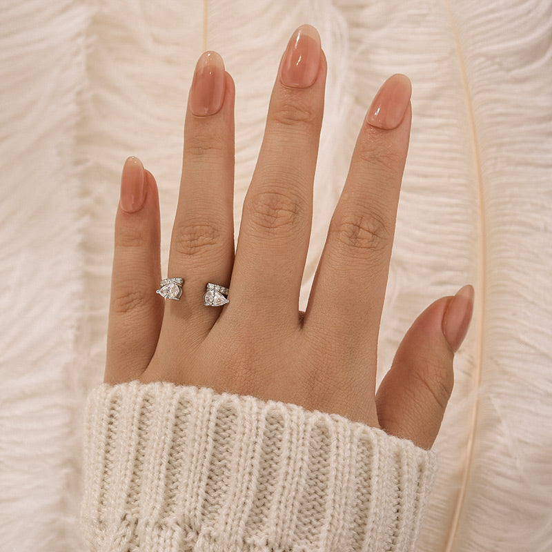 Louily Classic Pear Cut Open Wedding Band In Sterling Silver