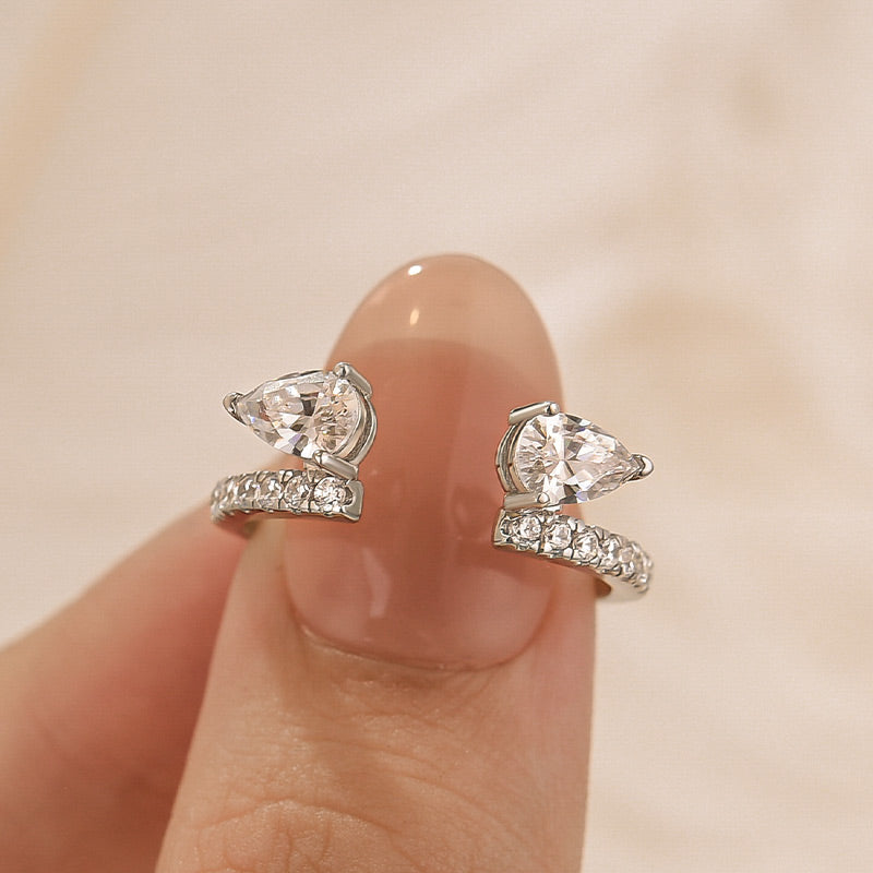 Louily Classic Pear Cut Open Wedding Band In Sterling Silver