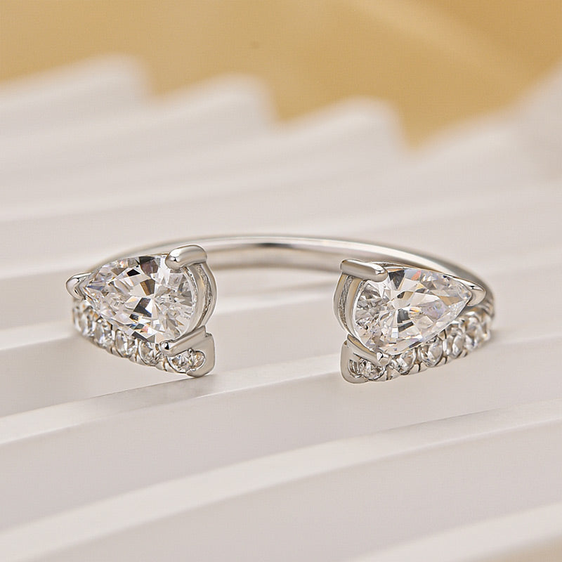 Louily Classic Pear Cut Open Wedding Band In Sterling Silver