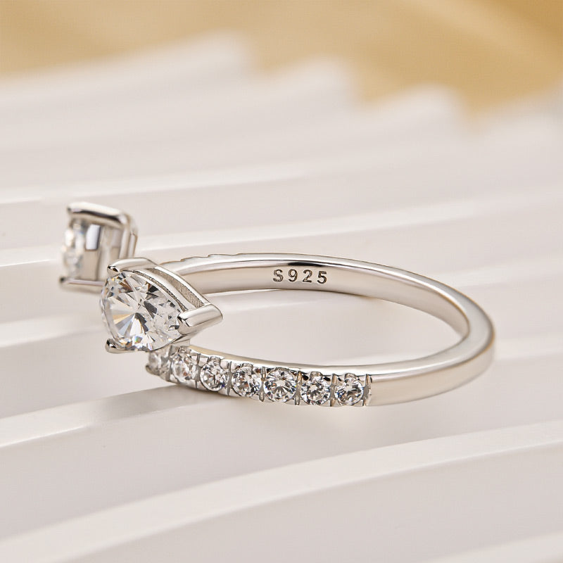 Louily Classic Pear Cut Open Wedding Band In Sterling Silver