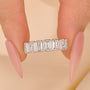 2.8Ct Emerald Cut Bezel Half Wedding Band Travel Ring In Sterling Silver - louilyjewelry